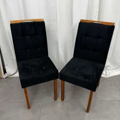 Kit 2 Cadeiras Giulia Estofadas Tecido Veludo Boareto Foto Real Preto