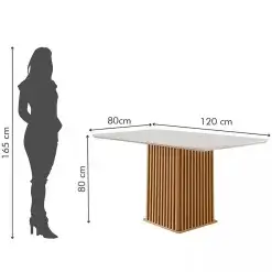 Mesa Riviera 120x80 COM Vidro LJ Moveis Medidas