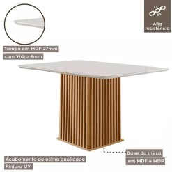 Mesa Riviera 90x90 COM Vidro LJ Detalhe