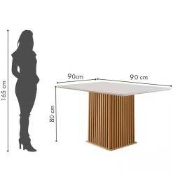 Mesa Riviera 90x90 COM Vidro LJ Moveis Medidas