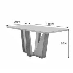 Mesa Veneza 135x90 COM Vidro LJ Moveis Medidas