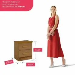 Mesa De Cabeceira New Athos 2 Gavetas D Doro Medidas