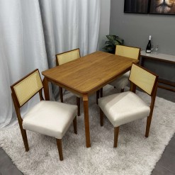 Mesa De Jantar Alegra 120x80 SEM Vidro 4 Cadeiras Grecia Foto Real