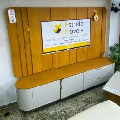 Rack Celine Com Painel Celine Para TV Ate 75 Polegadas Com LED 2 Portas 2 Gavetas DJ Foto Real