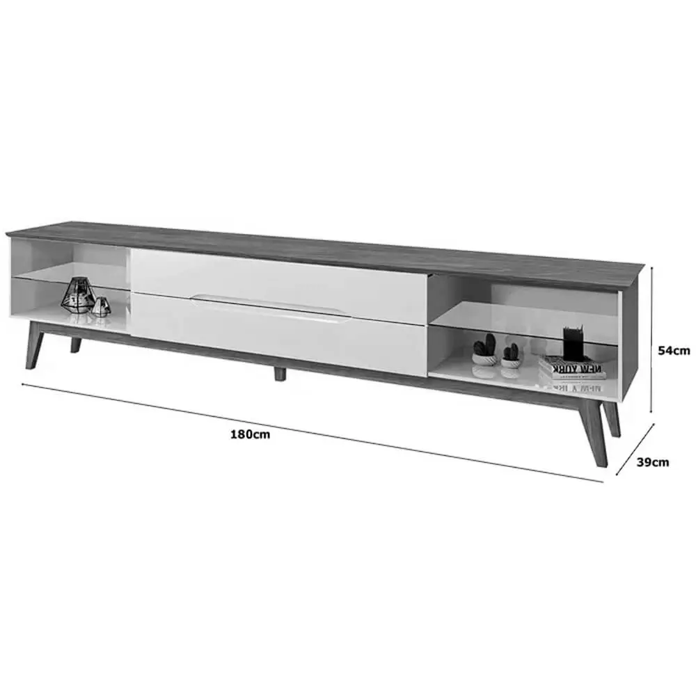 Rack Limit 180cm 2 Gavetas Para TV Ate 65 Polegadas Tebarrot Medidas