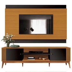 Rack Com Painel Legacy 160cm Para TV Ate 60 Polegadas EDN Cedro Naturale Preto