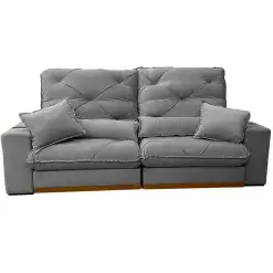 Sofa Isabela Com Molas Ensacadas 4 Lugares Retratil E Reclinavel 250cm Tecido Veludo Zarat Cinza