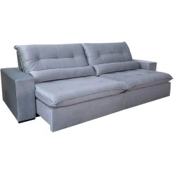 Sofa Maximo 6 Lugares Retratil E Reclinavel 290cm Tecido Veludo Mundial Cinza