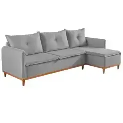 Sofa Orlando 4 Lugares Com Chaise Tecido Linho 240cm Boareto CINZA