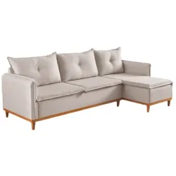 Sofa Orlando 4 Lugares Com Chaise Tecido Linho 240cm