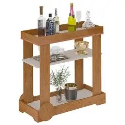 Aparador Rose Carrinho Bar Com Rodizios Artely Cinamomo Off White