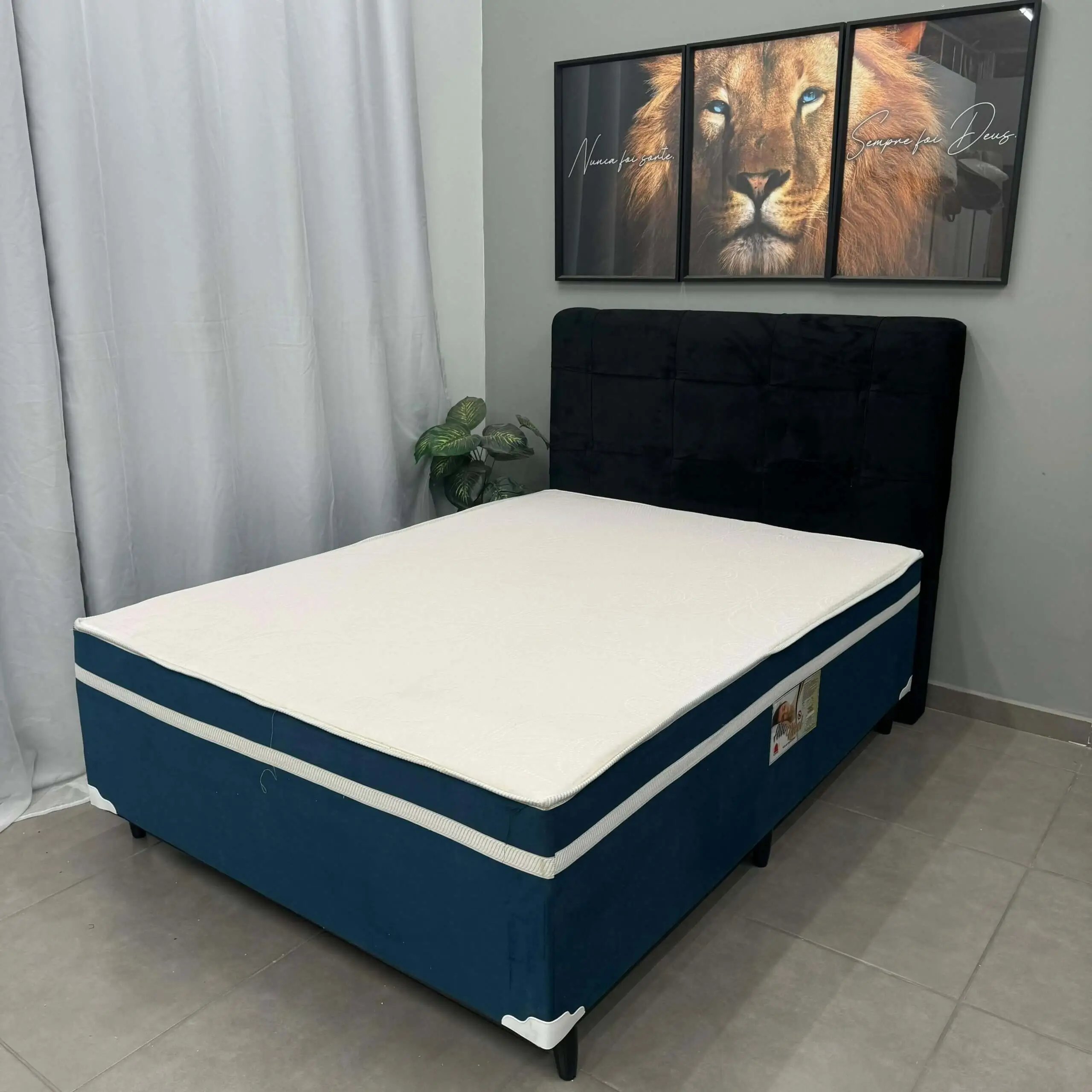 Cama Box Alto Nivel Casal Com Molas Ensacadas 138x188x60cm Foto Real