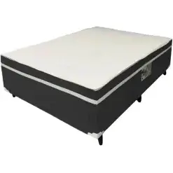 Cama Box Alto Nivel Casal Com Molas Ensacadas 138x188x60cm Preto