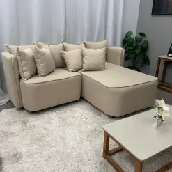 Sofa Opel 2 Lugares Com Chaise 180cm Tecido Linho Paropas Foto Real