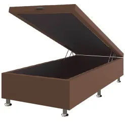 Base Box Bau Solteirao Corino 40x108x188 Framar Cor Marrom