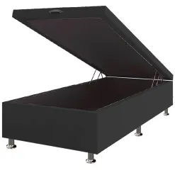 Base Box Bau Solteirao Corino 40x108x188 Framar Cor Preto