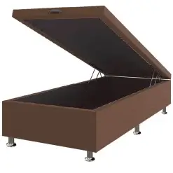 Base Box Bau Solteirao Suede 40x108x188 Framar Marrom