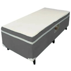 Cama Box Alto Nivel Solteiro Com Molas Ensacadas 88x188x60cm Cinza