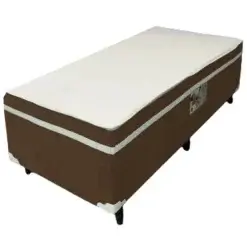 Cama Box Alto Nivel Solteiro Com Molas Ensacadas 88x188x60cm Marrom