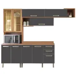 Cozinha Completa Pimenta 10 Portas 2 Gavetas Telasul Freijo Grafite