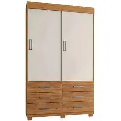 Guarda Roupa Buzios Sem Espelho Solteiro 2 Portas 6 Gavetas Rud Rack Cedro Areia