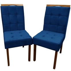 Kit 2 Cadeiras Giulia Em Linho Estofadas Boareto Azul