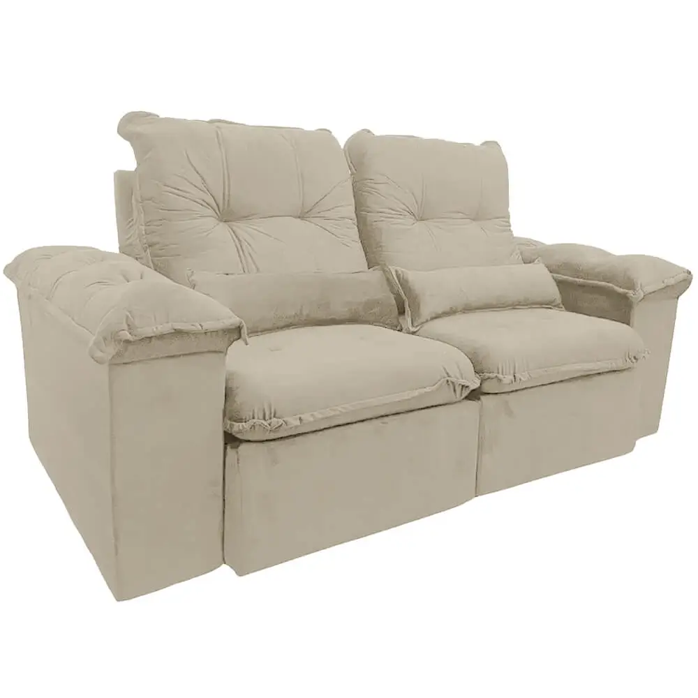Sofa Arsenal 4 Lugares Retratil E Reclinavel 230cm Tecido Veludo Aifos Bege