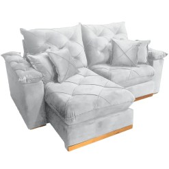 Sofa Gran Plus Em Linho Com Molas Ensacadas 4 Lugares Retratil E Reclinavel 230cm Imperio Gelo