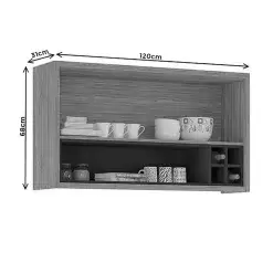 Armario Aereo Lisboa 120cm 1 Porta Com Adega Itatiaia Medidas