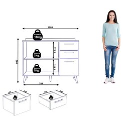 Balcão Favorita 2 Portas 3 Gavetas para Cozinha Zanzini