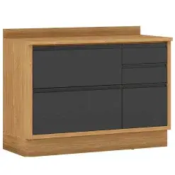 Balcao Lisboa 120cm 1 Porta 4 Gavetas Para Cozinha Itatiaia Grafite