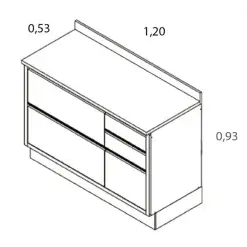 Balcao Lisboa 120cm 1 Porta 4 Gavetas Para Cozinha Itatiaia Medidas