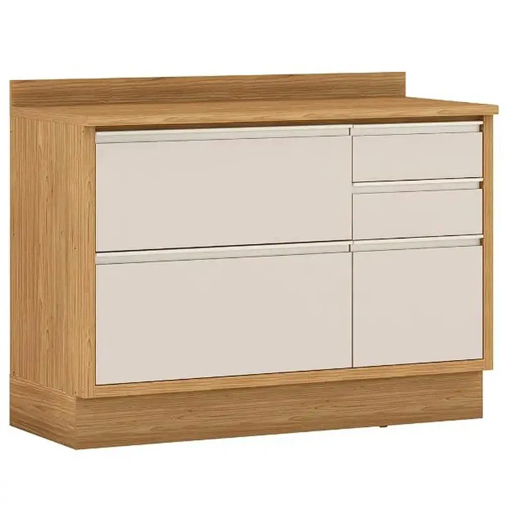 Balcao Lisboa 120cm 1 Porta 4 Gavetas Para Cozinha Itatiaia Off White