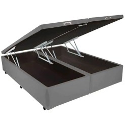 Base Box Bipartida Bau Casal Em Suede 43x188x138 Universal Cinza