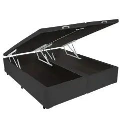 Base Box Bipartida Bau Casal Em Suede 43x188x138 Universal Preto