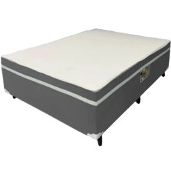 Cama Box Alto Nivel Casal Com Molas Ensacadas 138x188x60cm Cinza