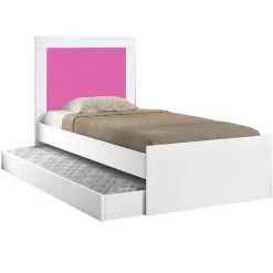 Cama Luara Solteiro Com Cama Auxiliar Cambel Branco Com Rosa