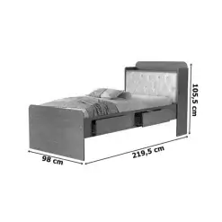 Cama Tamires Solteiro SEM Cama Auxiliar 2 Gavetas E Bau Cambel Medidas