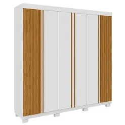 Guarda Roupa Eliza Casal Ripado 6 Portas 6 Gavetas ACP Branco Cinamomo