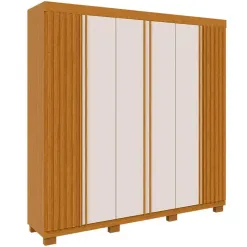 Guarda Roupa Eliza Casal Ripado 6 Portas 6 Gavetas ACP Cinamomo Off White