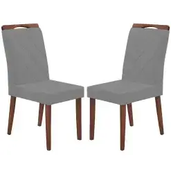 Kit 2 Cadeiras California Em Linho Estofadas Minas Plac Cinza