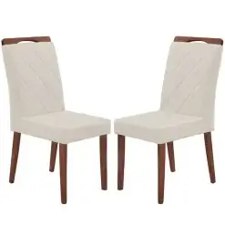 Kit 2 Cadeiras California Em Veludo Estofadas Minas Plac Marfim