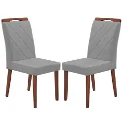 Kit 2 Cadeiras California Em Veludo Estofadas Minas Plac Prata