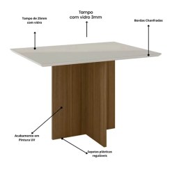 Mesa Helo 160x90cm Poliman Mel Off White Detalhe