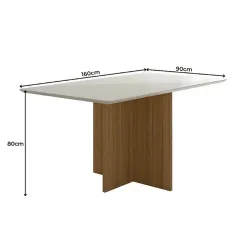 Mesa Helo 160x90cm Poliman Mel Off White Medidas