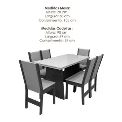 Mesa De Jantar Destak Com 6 Cadeiras Sao Carlos Medidas