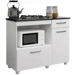 Balcao Violeta Para Cooktop 4 Bocas E Forno 2 Portas 1 Gaveta Kaiki Branco