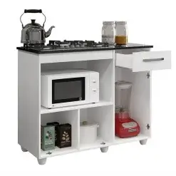 Balcao Violeta Para Cooktop 4 Bocas E Forno 2 Portas 1 Gaveta Kaiki Interno