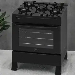 Fogao Smart Glass 5 Bocas Automatico Forno 94L