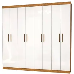 Guarda Roupa Rubi Casal 8 Portas 4 Gavetas Carioca Cinamomo Branco
